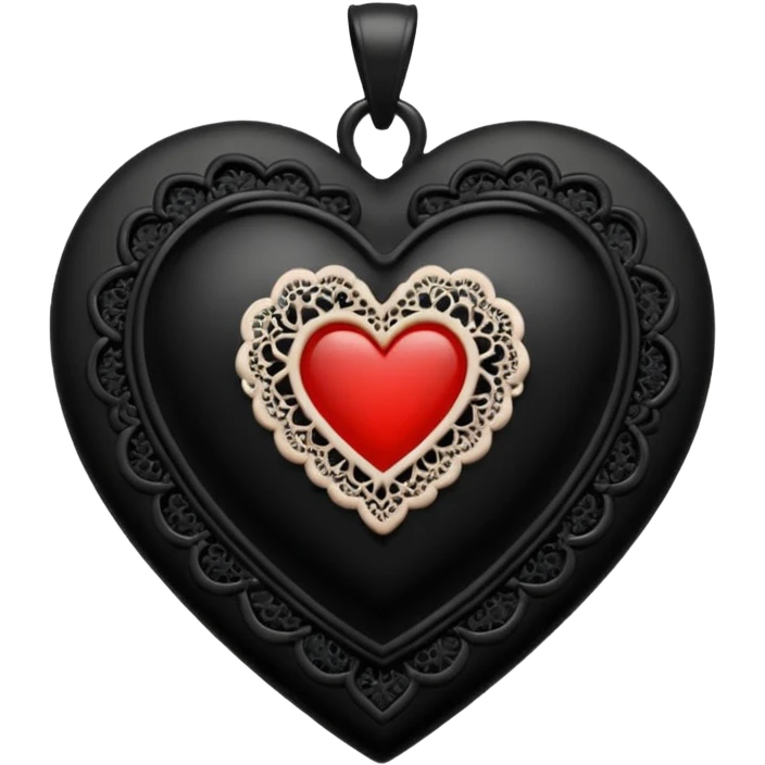 goth themed heart with a black lace cameo pendant emoji