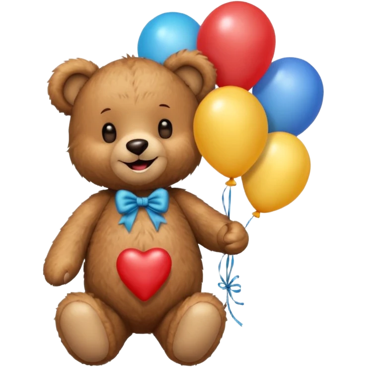 teddy bear holding balloons, birthday, cute, fluffy emoji