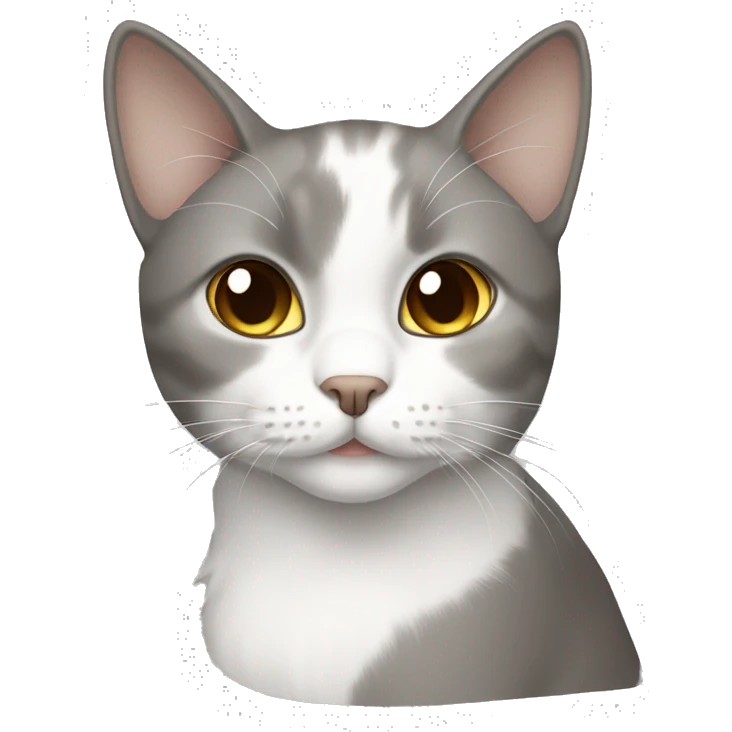 White gray cat with white girl brown hair emoji