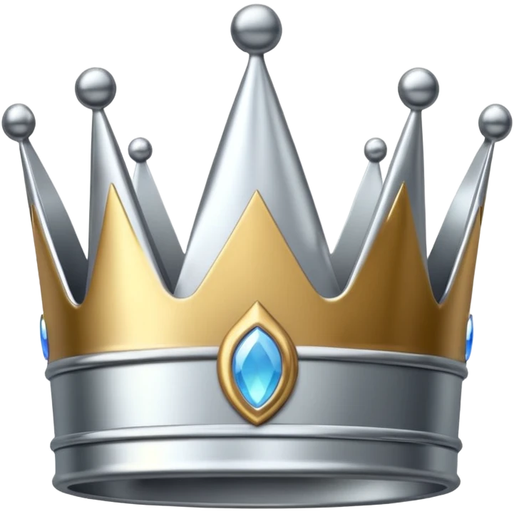 A luxury silver crown emoji, chrome metallic finish, smooth rounded edges, subtle sparkle, polished reflective surface, cute proportions, iOS emoji style, centered on a clean white background, soft studio lighting, no outlines emoji