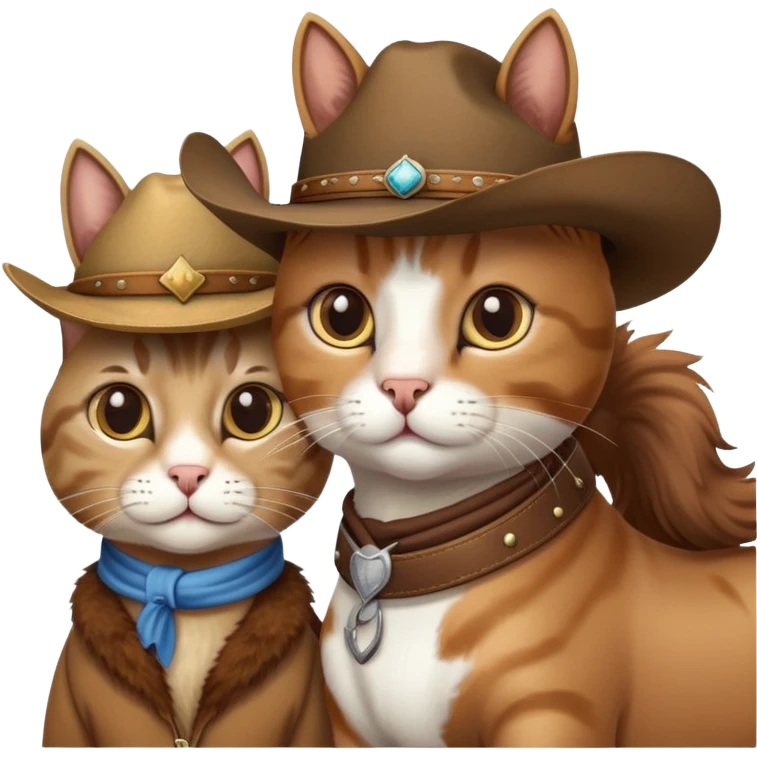 gato de chapéu de cowboy junto de um cavalo emoji