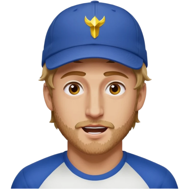 Design Logan Paul with cap, beard stubble & energetic expression. emoji