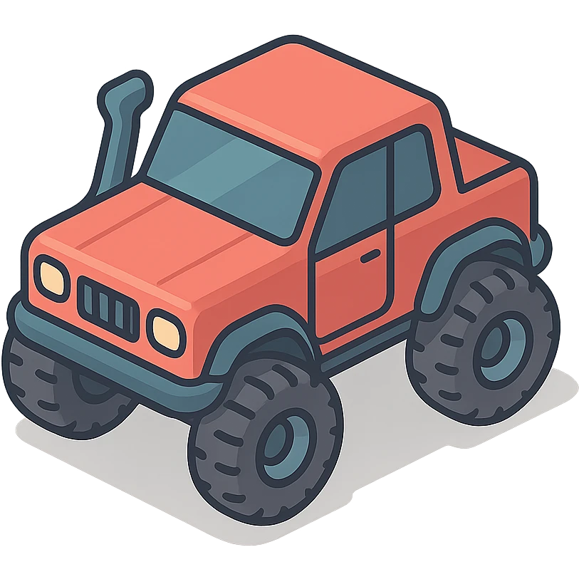 4 wheeler with a snorkel and large tires, isometric view, clean lines emoji