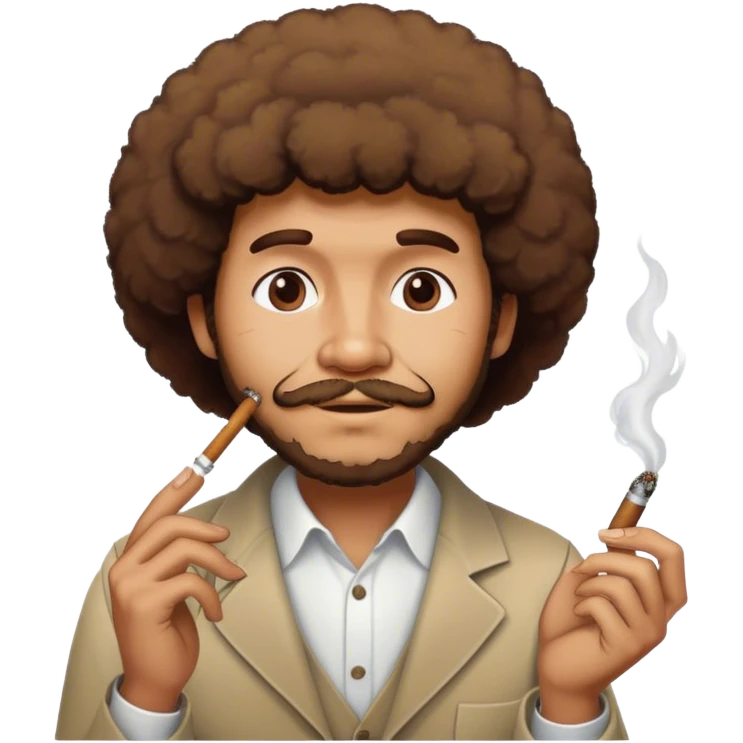 Bob Ross smoking a blunt emoji