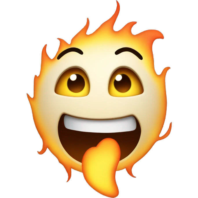 Exited face with flames as eyes emoji