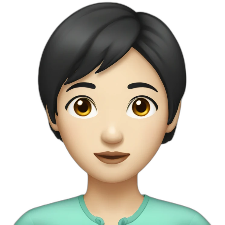 Asian women with small eyes short black hair emoji