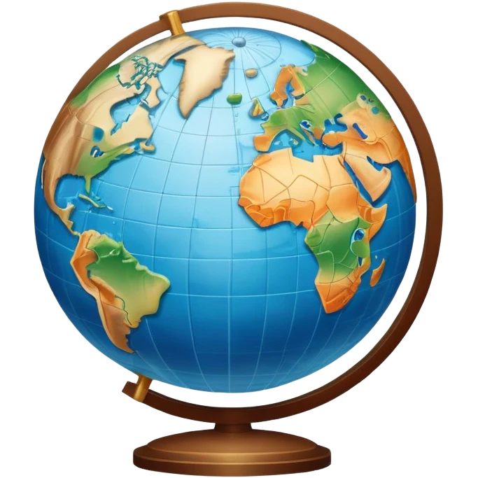 An icon featuring a globe, a compass, and topographic maps, symbolizing geography. The design includes mountain ranges, rivers, and coordinates, representing the study of Earth's physical features, climates, and environments. Transparent background highlights geographic research and exploration. emoji