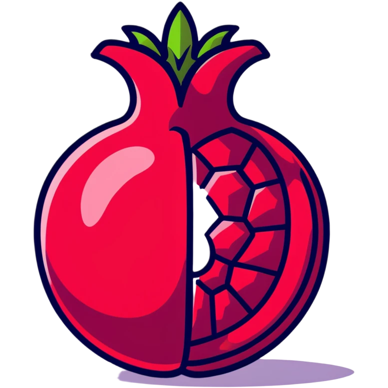 cut-open pomegranate showing the shiny, ruby-red seeds inside emoji