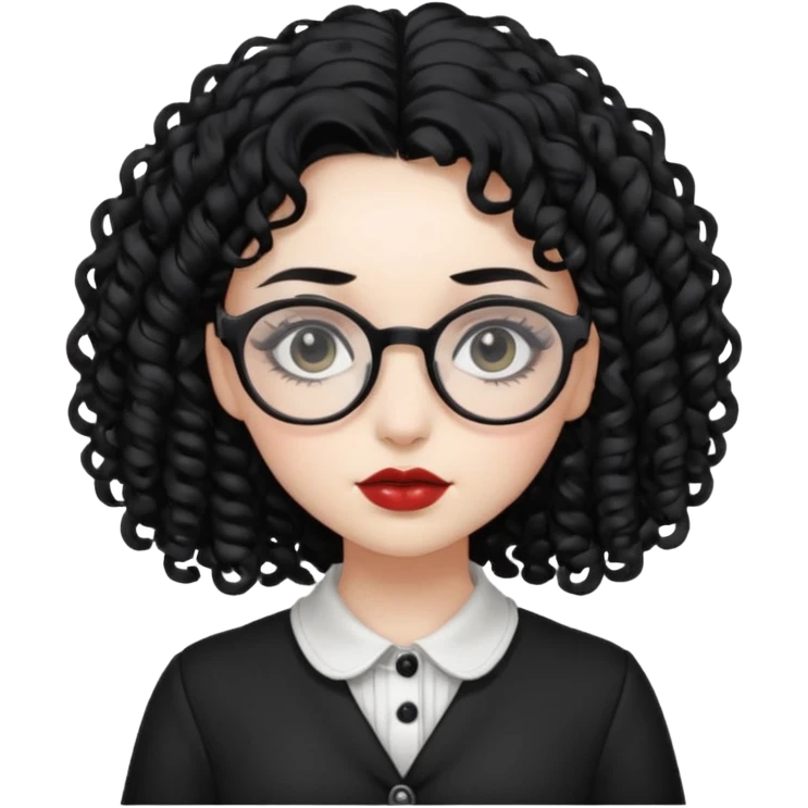 curly gothic girl with glasses emoji