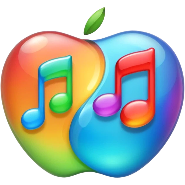 fusion of two symbols in Apple emoji style: one bubble containing fast forward arrows (skip song) and another bubble containing a musical note, both bubbles connected, vibrant colors, technology and dynamism vibe emoji