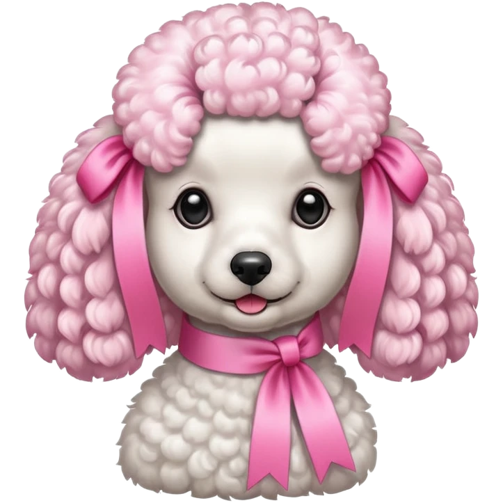 poodle blanco con listones rosados en las orejas  emoji
