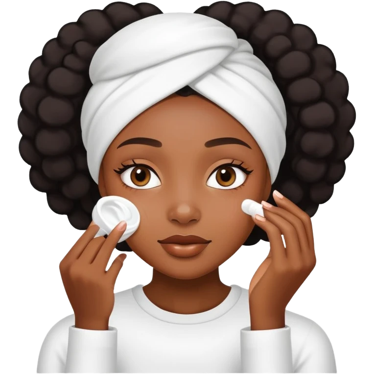 Black girl applying face cream for skincare routine emoji
