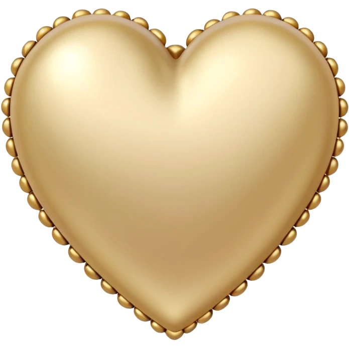 one beige heart and gold pearl trim emoji