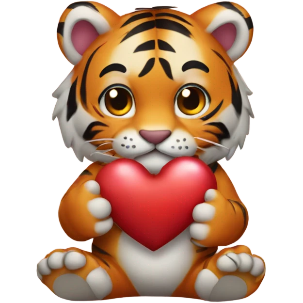 Tiger holding a heart  emoji