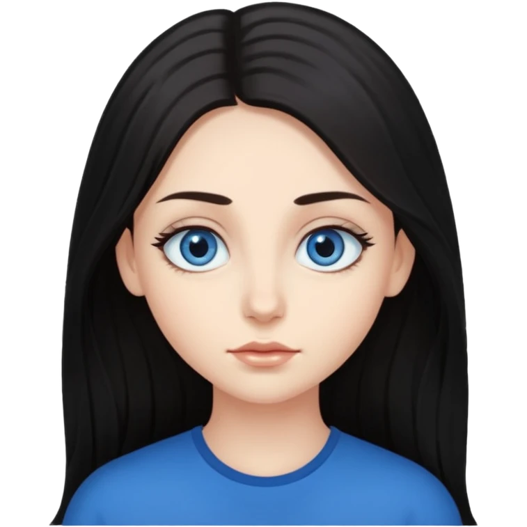 long dark hair with big blue eyes and long dark eyelashes emoji