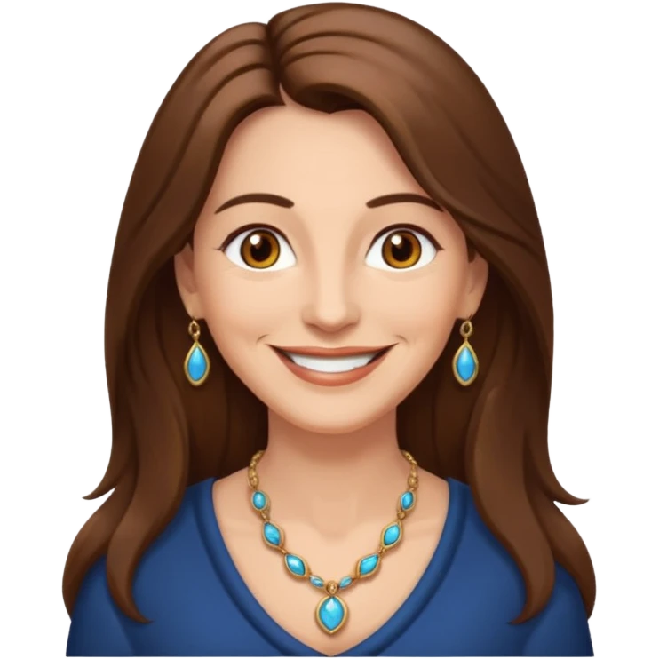 Woman 60, long brown hair, brown eyes, smiling emoji