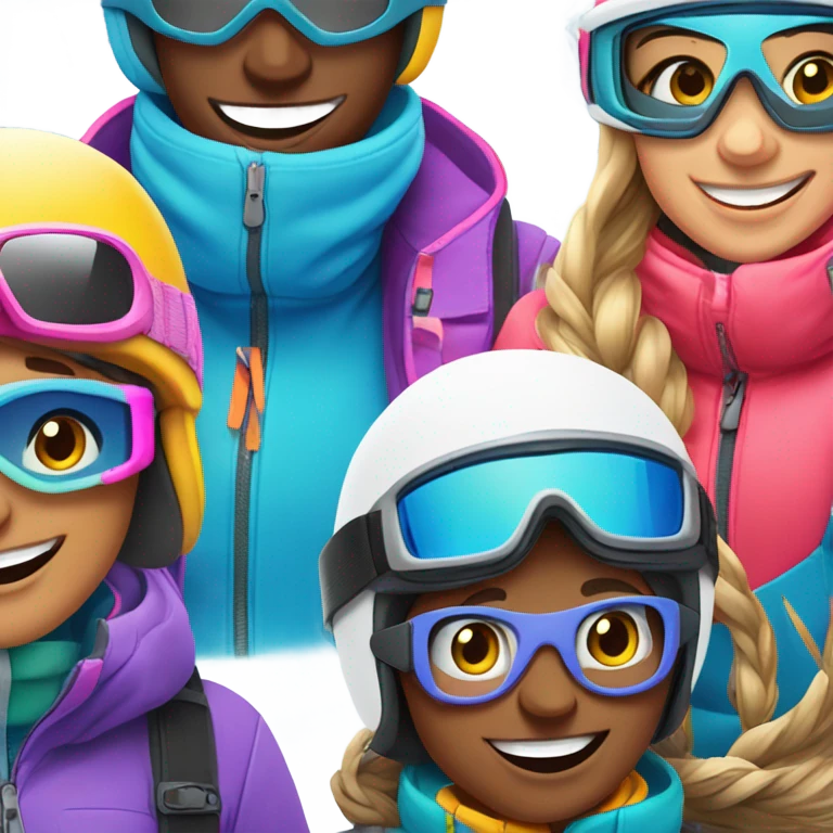 Group of friends skiing  emoji