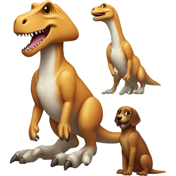 A T-rex with a pet dog emoji