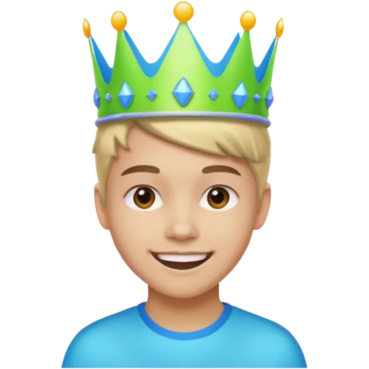 A stylish teen wearing a neon plastic crown for fun. emoji