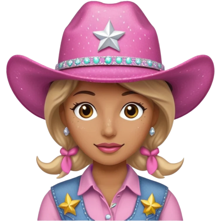 Cowgirl with pink sparkly hat  emoji