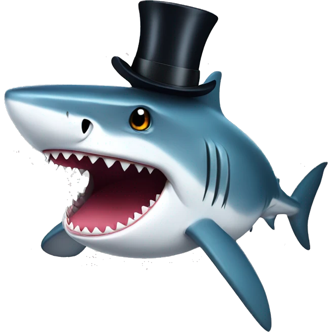Shark with a top hat emoji
