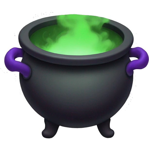 Black cauldron with purple and green smoke coming out  emoji
