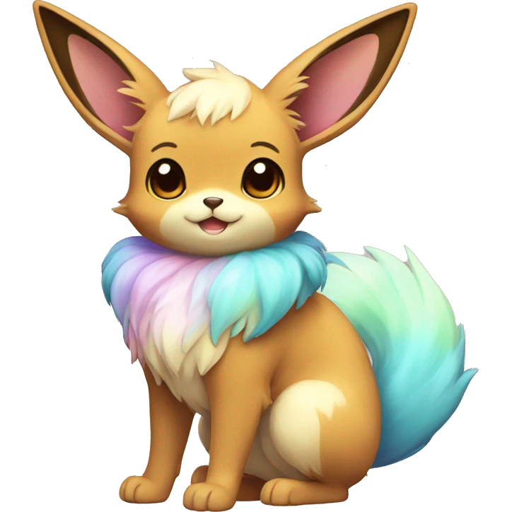 Kawaii Shiny Colorful Pastel Eevee Full Body emoji