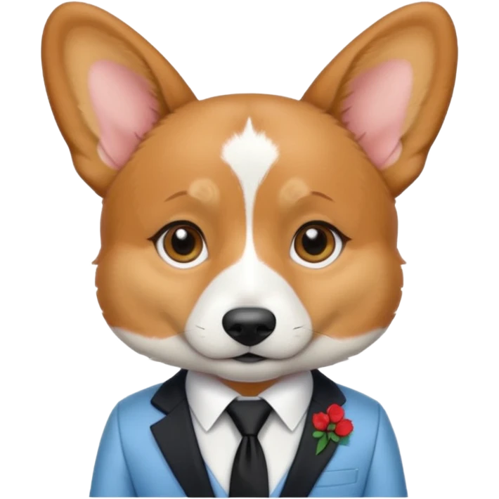 perrita caricatura gorgi gales ejecutiva con ropa celeste claro y corbata negra  emoji