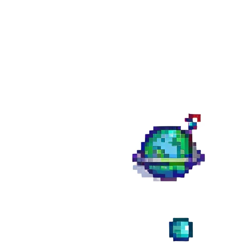 A pixel art style game scene featuring a spaceship in outer space. emoji