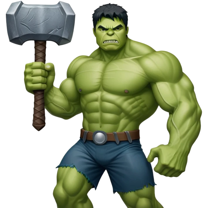 Hulk holding Thor's hammer Mjolnir emoji
