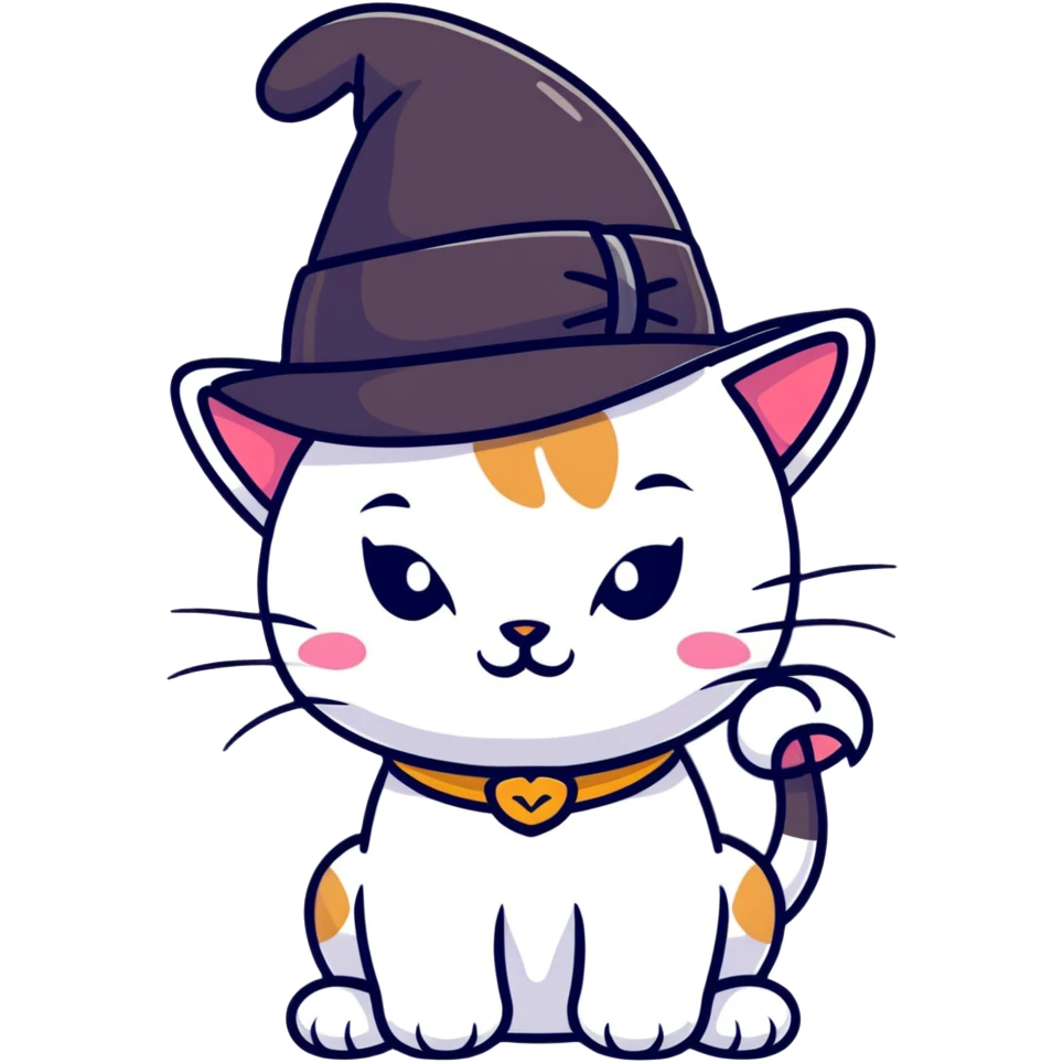 playful cat with a fancy hat emoji