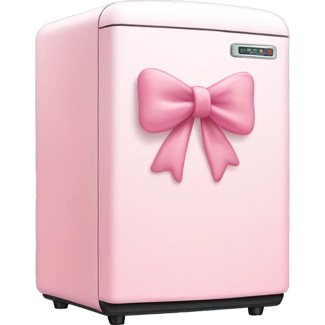 Light pink mini fridge with a bow on it emoji