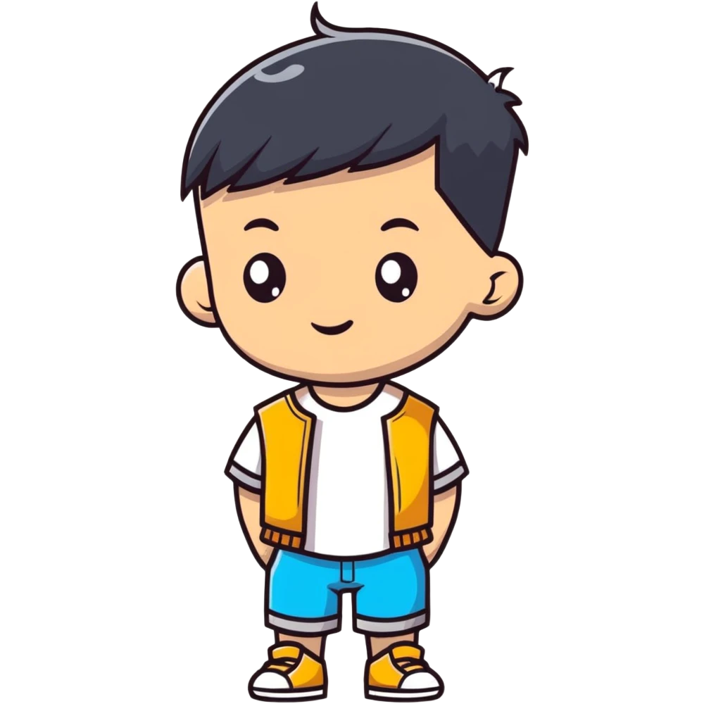 kid with half-shaved hairstyle and cool accessories emoji