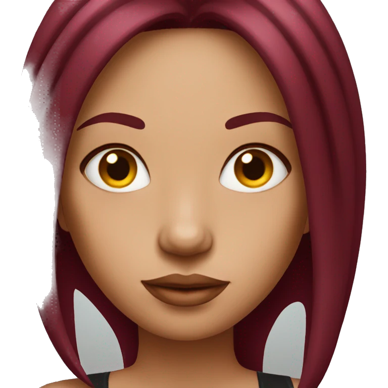 Tattooed woman with long straight burgundy hair emoji