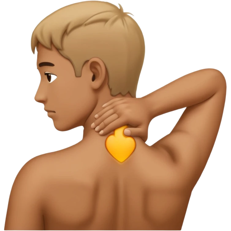 person with strain in the back of their neck. One hand holding the back of the neck emoji