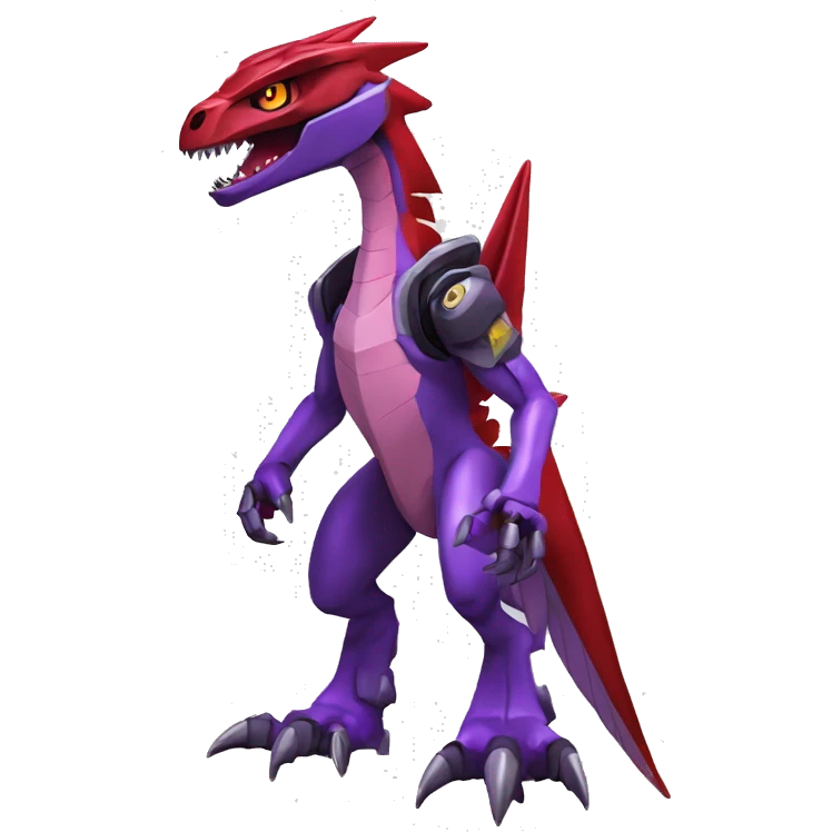  Cool Edgy Purple Red Digimon-Fakemon-Guilmon-Velociraptor-Dragon-Mecha full body emoji
