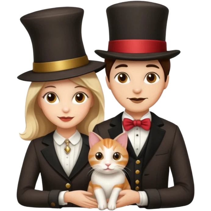 magician couple and their pet cat emoji
