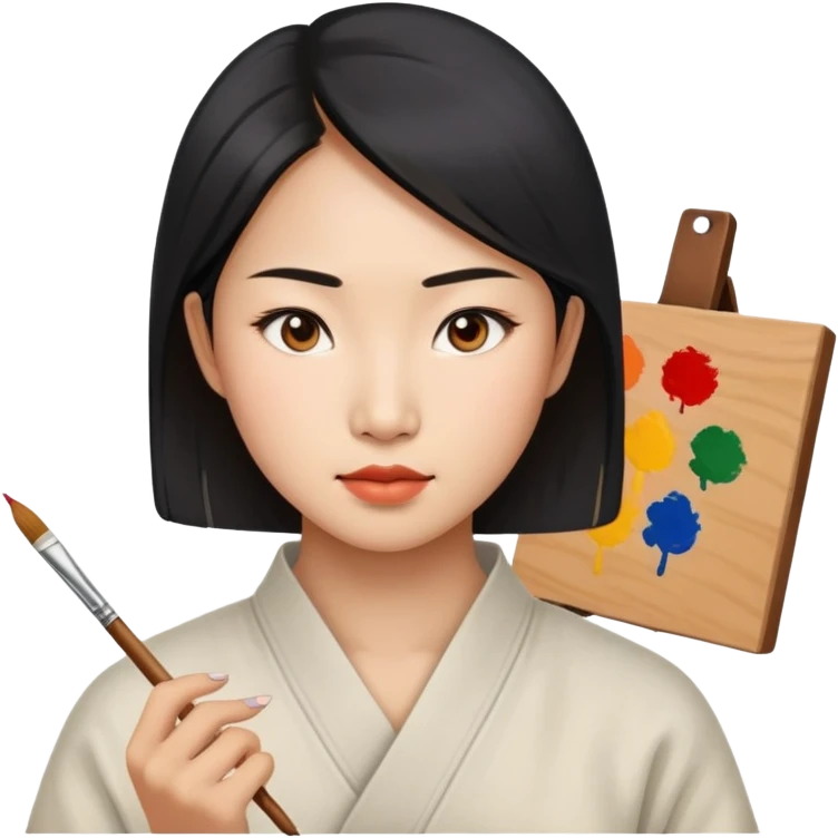 asian women painting on canvas emoji