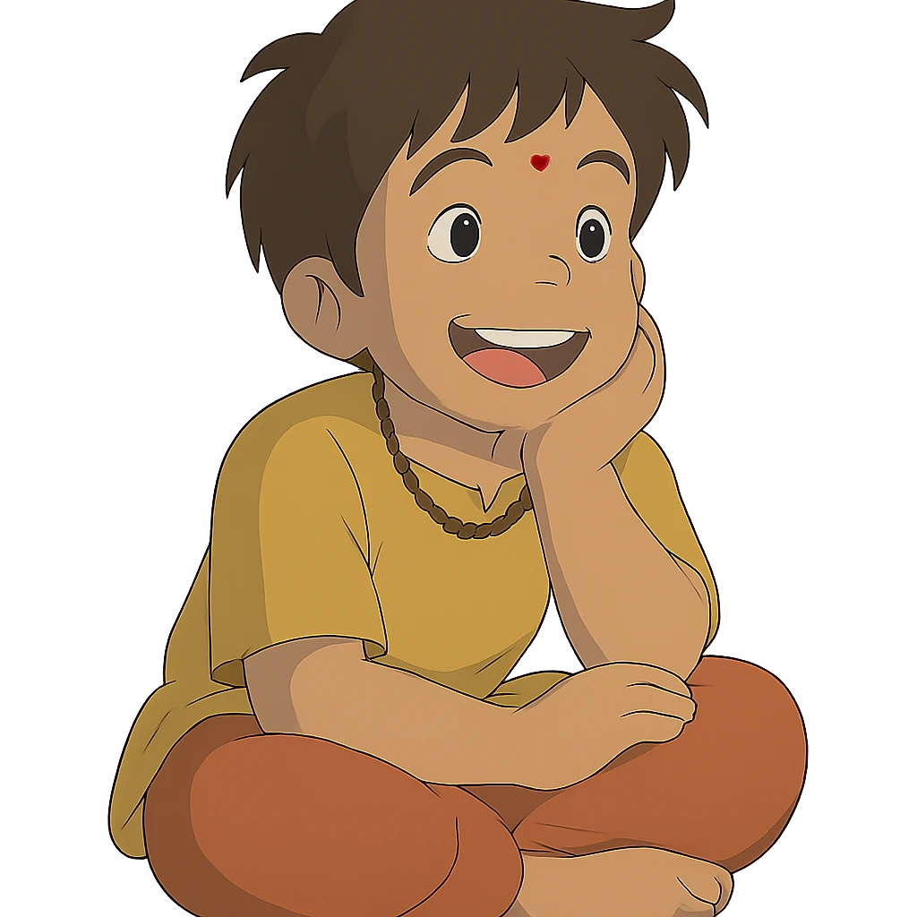 happy Indian kid listening to a story emoji
