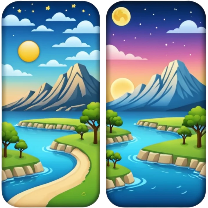 Day & Night in a single picture half night half day emoji