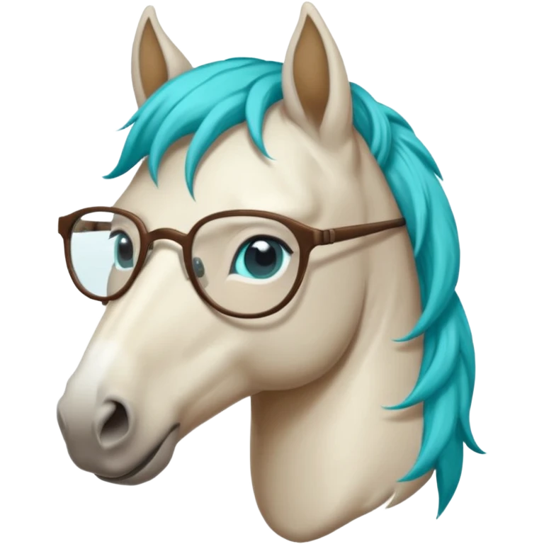 whitehorse head with turquoise hair and glasses emoji