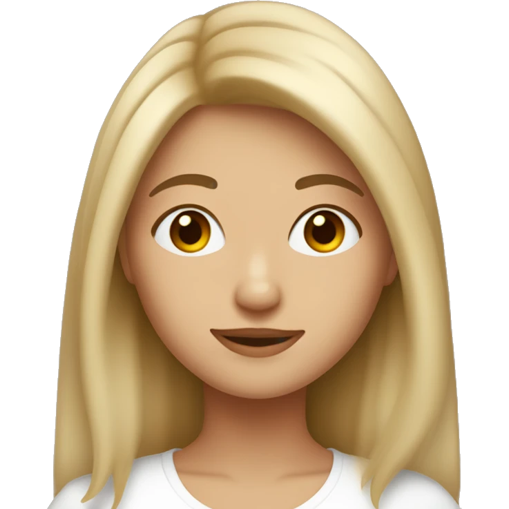 una chica de tés blanca y pelo lacio color castaño claro  emoji