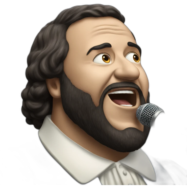 Hyperrealist dramatic pavarotti singing emoji