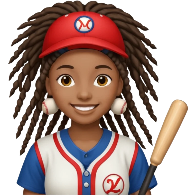 dreadlock baseball player black girl emoji