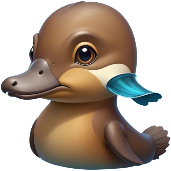 Cinematic Noble Platypus Portrait Emoji, Poised and regal, with a uniquely streamlined build and a sleek, well-groomed brown fur, a distinctive flat duckbill and broad, beaver-like tail, deep-set soulful eyes full of wonder, Simplified yet sharp and sophisticated features, highly detailed, glowing with a soft, dignified glow, high shine, intelligent and enigmatic, stylized with an air of aquatic curiosity, focused and attentive, soft glowing outline, capturing the essence of a watchful and confident oddity, so majestic it feels as though it could glide out of the screen with effortless authority! emoji