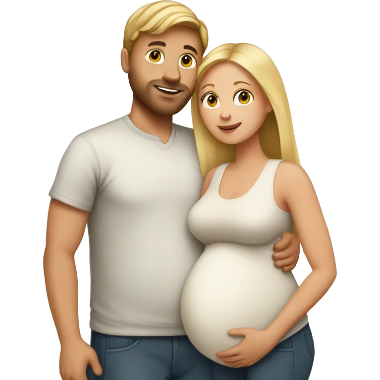 Pregnant blonde with brown haired husband emoji