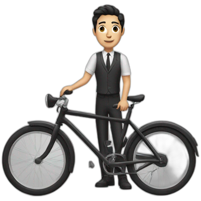 White Alfred with black hair with bike emoji