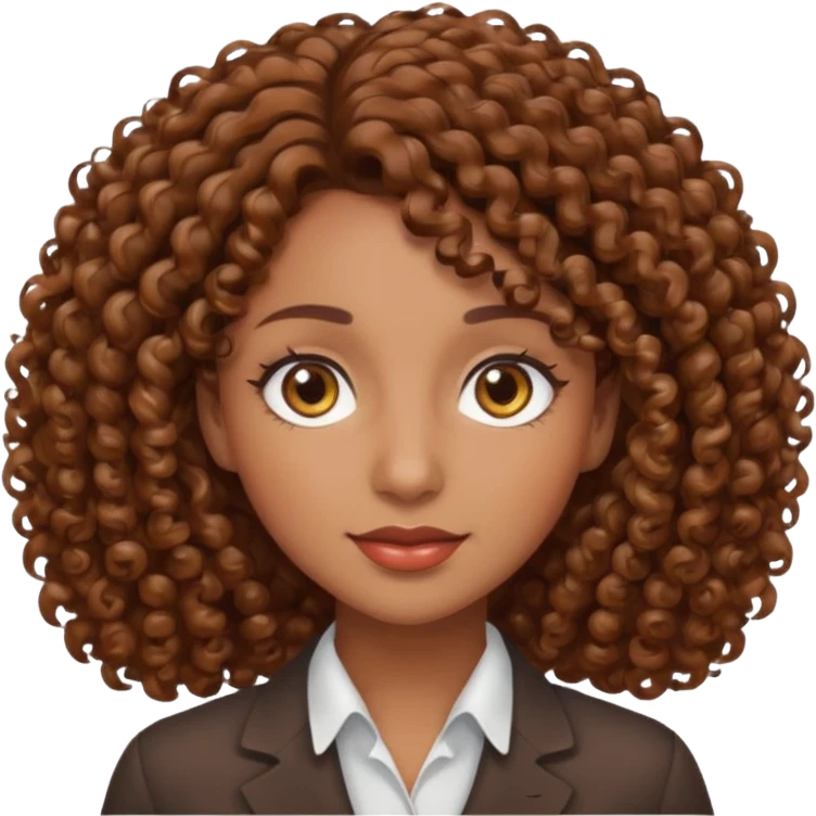 professional, curly broen lady with ghazel eyes emoji