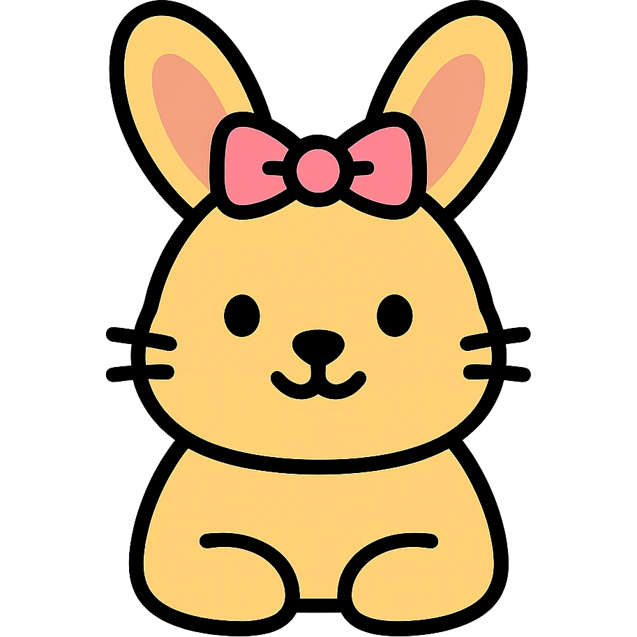a very cute rabbit with a pink ribbon emoji