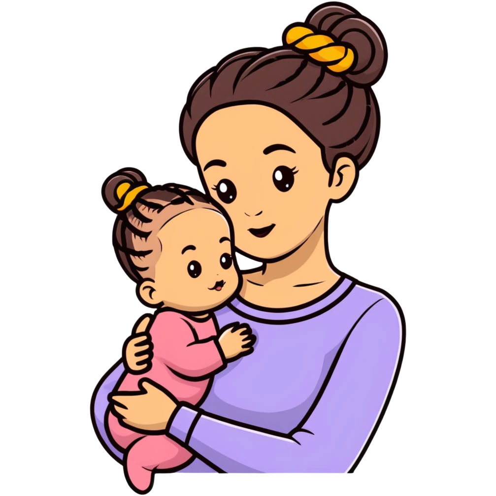 mom and baby with matching braided hairstyles emoji